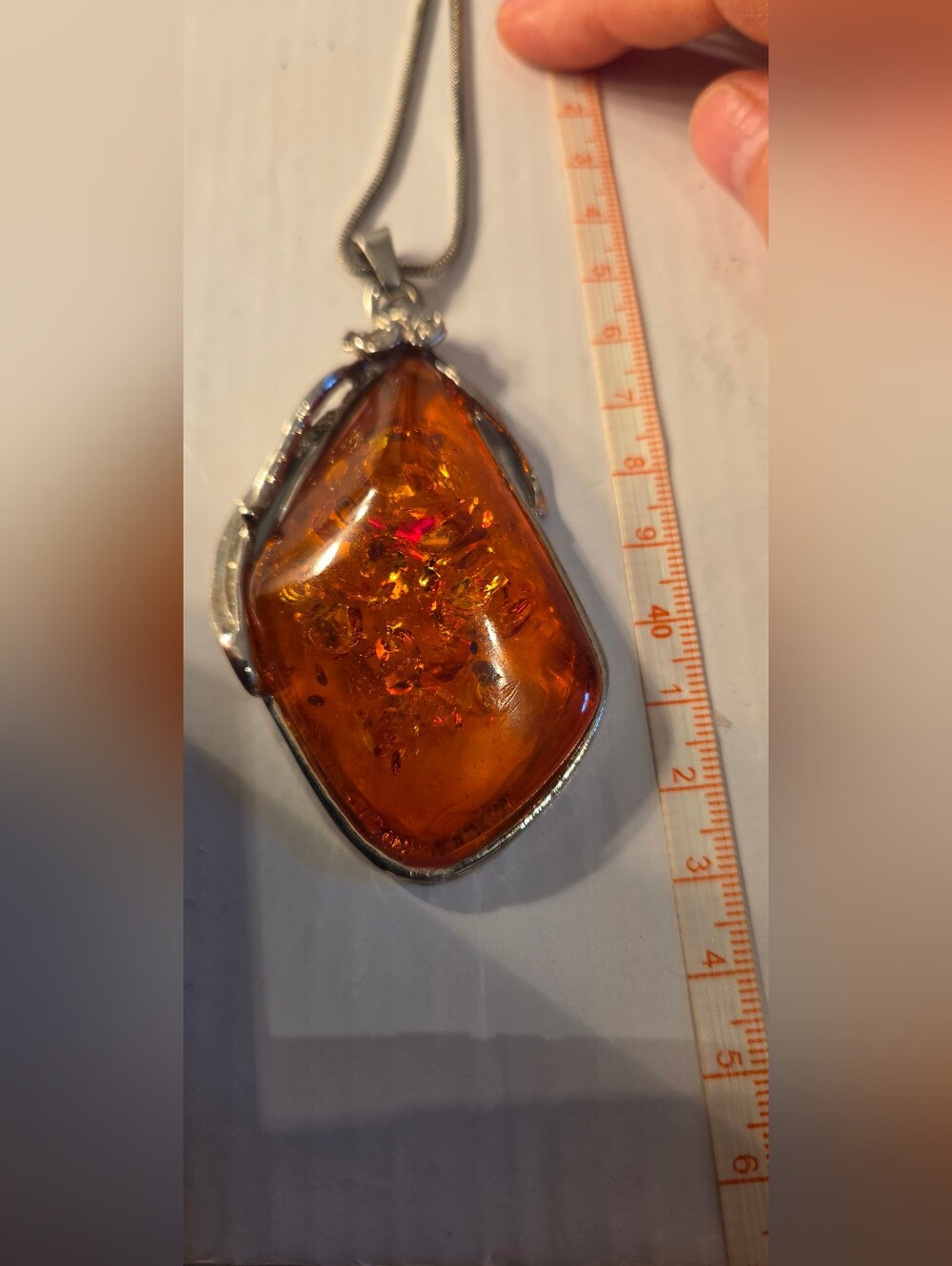 Amber Pendant On Silver Chain - Picture 11 of 12